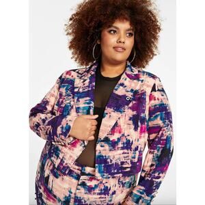 NWT 2 Piece Nina Parker Womens 2X 20W Trendy Plus Cropped Open-Front Blazer Pink